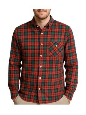 Topman Mens Flannel Plaid Button Up Shirt~Size Medium~Red Green L14 61